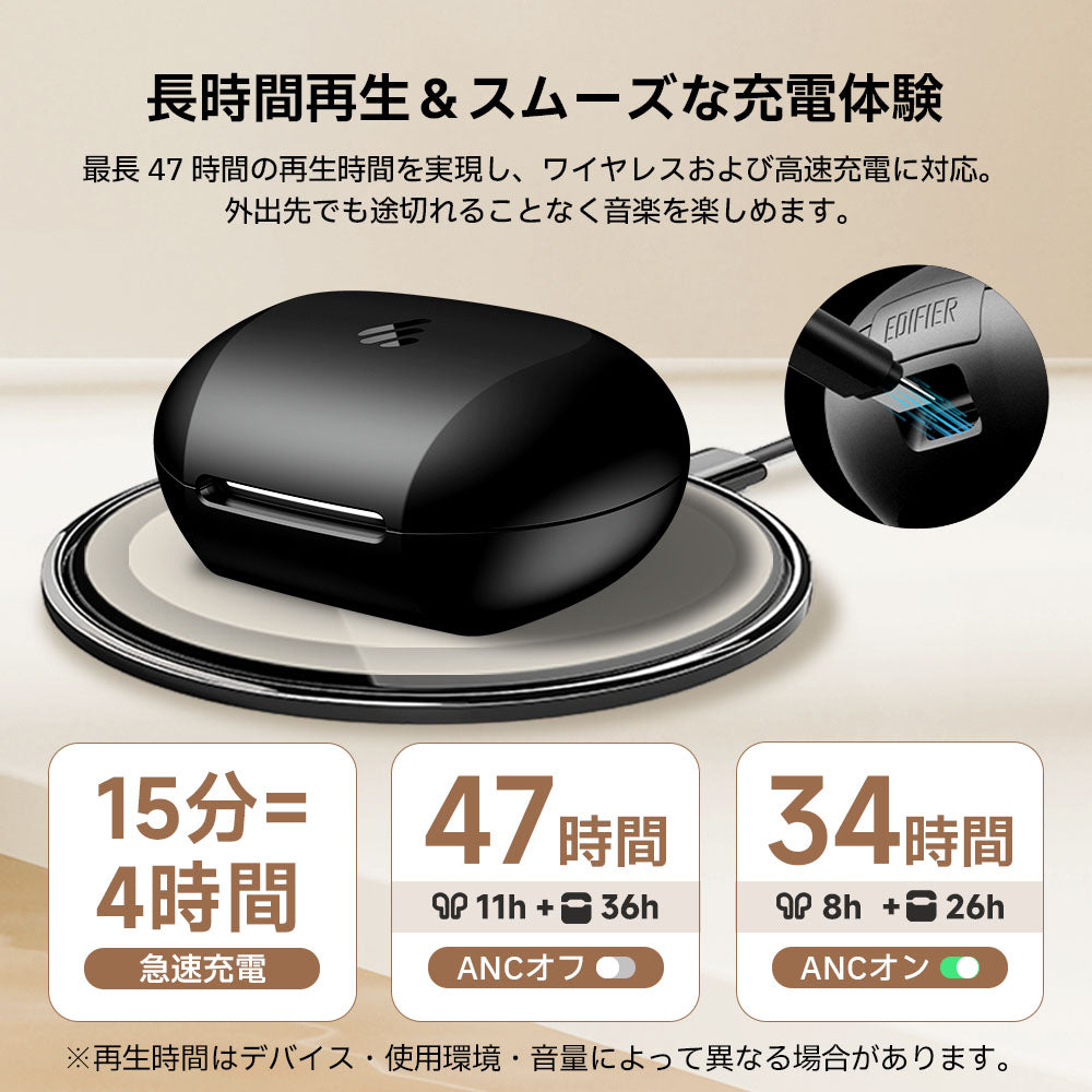 再生時間は長くイヤホン